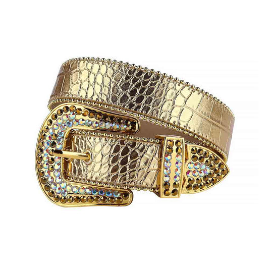 Gold Strap With Gold & Multi Studded Rhinestone Belt