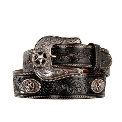 Vintage Western Cowgirl Rivet Studded Star Women Belt Pu Leather