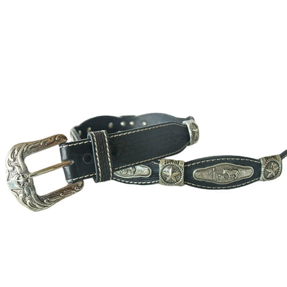 Vintage Western Cowgirl Rivet Studded Star Women Belt Pu Leather