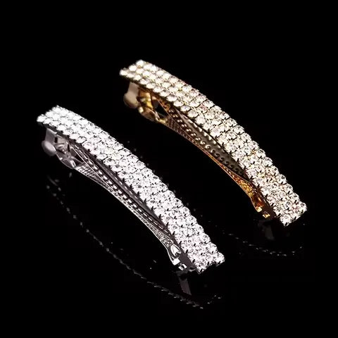 Luxury Rhinestone Ponytail Clip for Women - Geometric Crystal Spring Hair Clamp