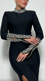 Women’s Luxurious Sequin Maxi Dress – Crew Neck Evening Gown with High Waist and Side Split