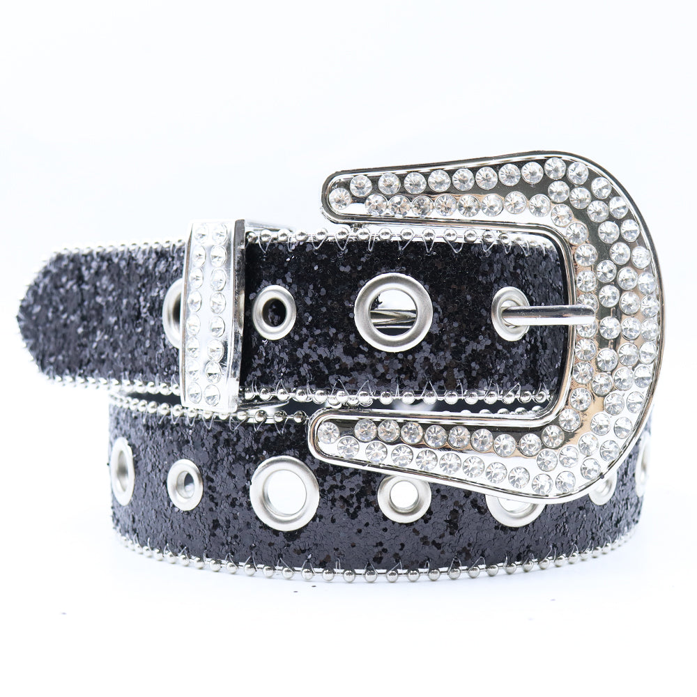 Luxury Glitter Rhinestone Belt with Crystal Buckle and Western Shine