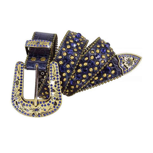 Navy With Studs And Navy Stones Studded Rhinestones Belts