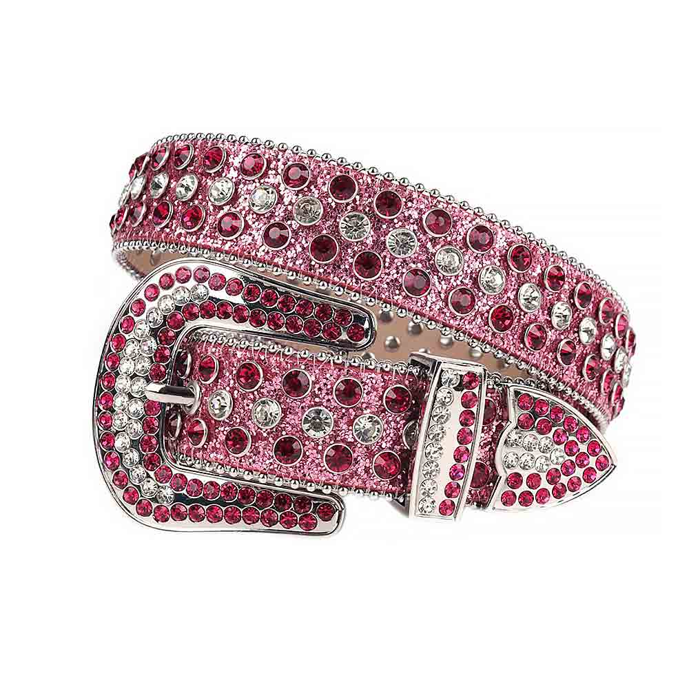 Pink Strap With Pink & White Studded Rhinestone Belt