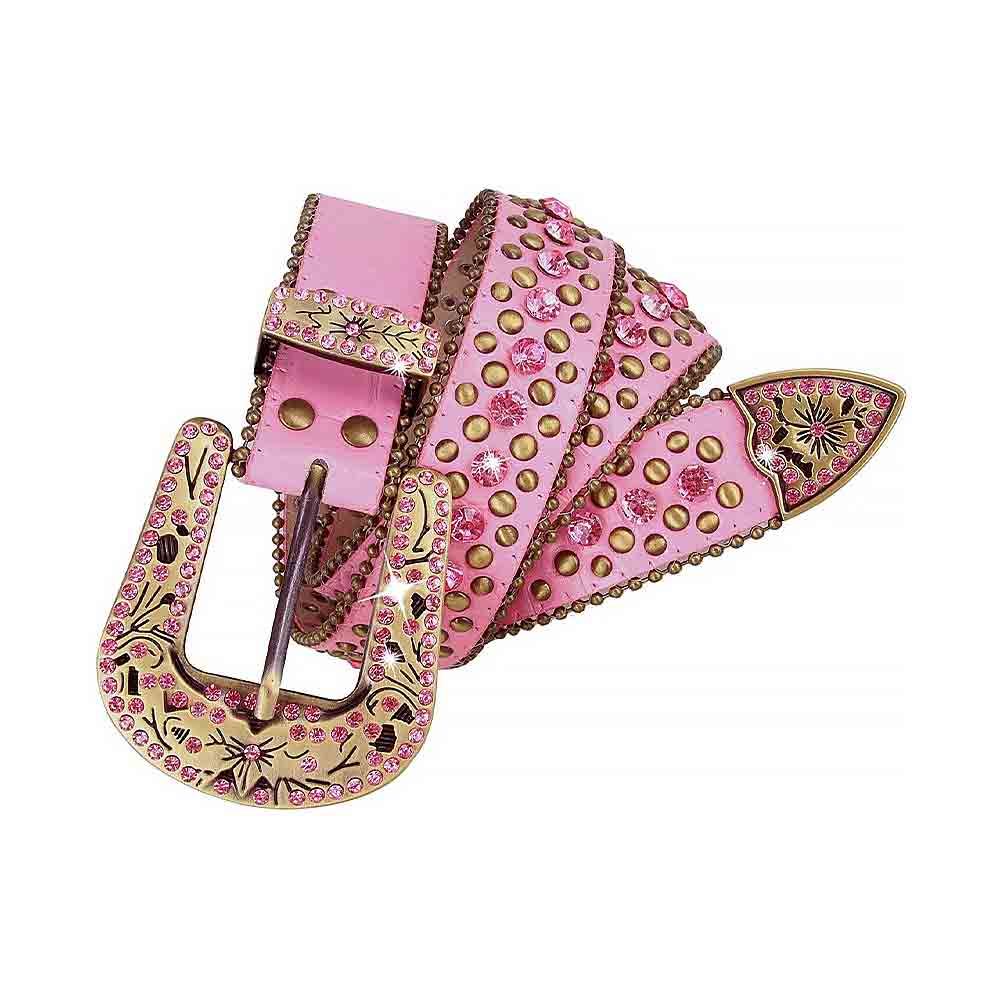 Pink With Studs And Pink Stones Studded Rhinestones Belts