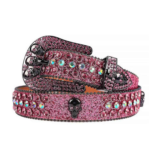 Pink Strap With Pink & Multi Color Studded Rhinestone Belt