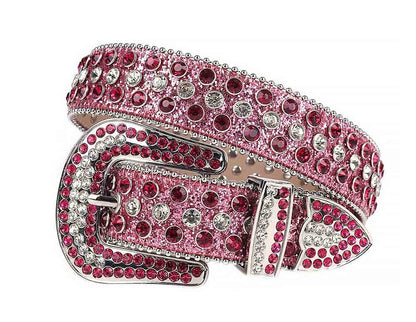 Pink And White Rhinestone Belt
