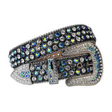 Black Strap With Blue & Diamond Crystals Studded Rhinestone Belt