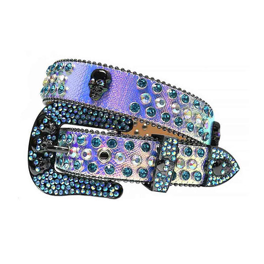 Purple & Rose Gold Strap With Multi Color Studded Rhinestone Belt