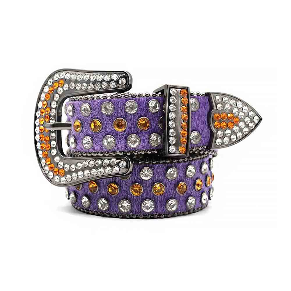 Purple Strap With Gold & Silver Shiny Stones Belt