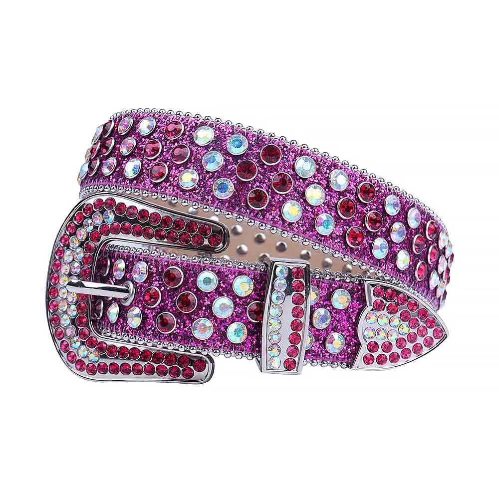 Purple Strap With Multi & Red Studded Rhinestone Belt