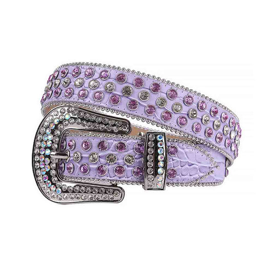 Purple Strap With White & Purple Studded Rhinestone Belt