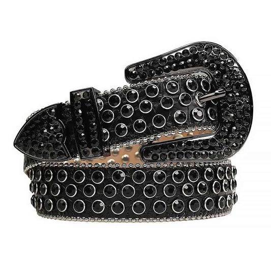 Real Black Rhinestone Belt