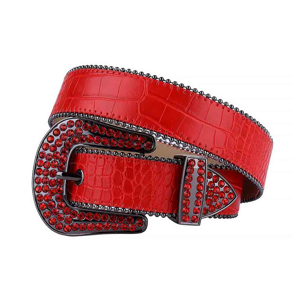 Red Strap With Red Studded Rhinestone Belt