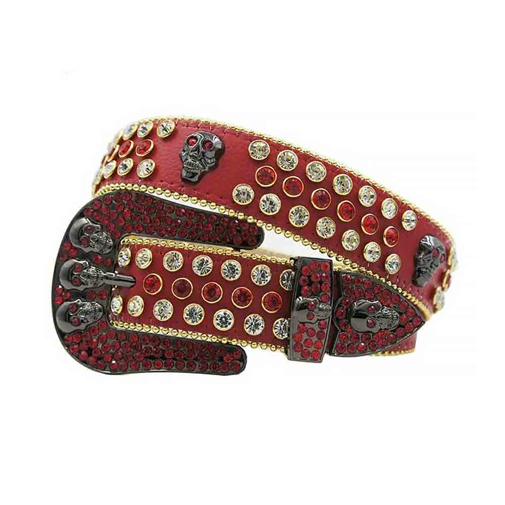 Red Strap With Red & White Studded Rhinestone Belt