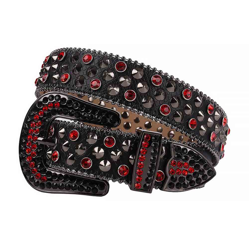 Rhinestone Black belt and Red Crystal Diamonds with Black Buckle Studded with Red & Black Crystal Diamonds Rhinestones