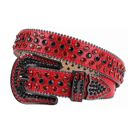 Rhinestone Red belt and Black & Red Crystal Diamonds with Black Buckle Studded with Black & Red Crystal Diamonds Rhinestones