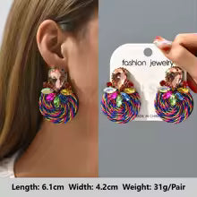 Luxury Colorful Rhinestone Stud Earrings for Women - Shiny Round Party Jewelry Gift