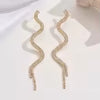 Snake Shaped Rhinestone Long Styles Earrings Suitable For Party Gifts