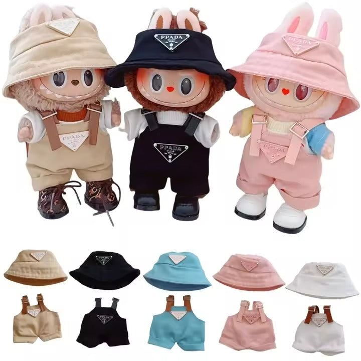 17cm Labubu Mini Doll Clothes Set Outfit with Hat Labubu II Doll Accessories for Party Sitting & DIY Play