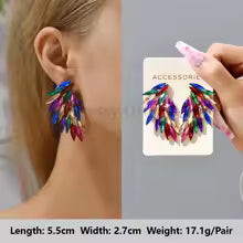 Luxury Colorful Rhinestone Stud Earrings for Women - Shiny Round Party Jewelry Gift