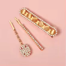 Crystal Rhinestone Hair Pins (Set of 2) - Geometric Hair Clips for Women
