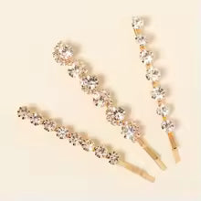 Crystal Rhinestone Hair Pins (Set of 2) - Geometric Hair Clips for Women