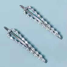 Crystal Rhinestone Hair Pins (Set of 2) - Geometric Hair Clips for Women