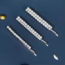 Crystal Rhinestone Hair Pins (Set of 2) - Geometric Hair Clips for Women