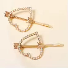 Crystal Rhinestone Hair Pins (Set of 2) - Geometric Hair Clips for Women