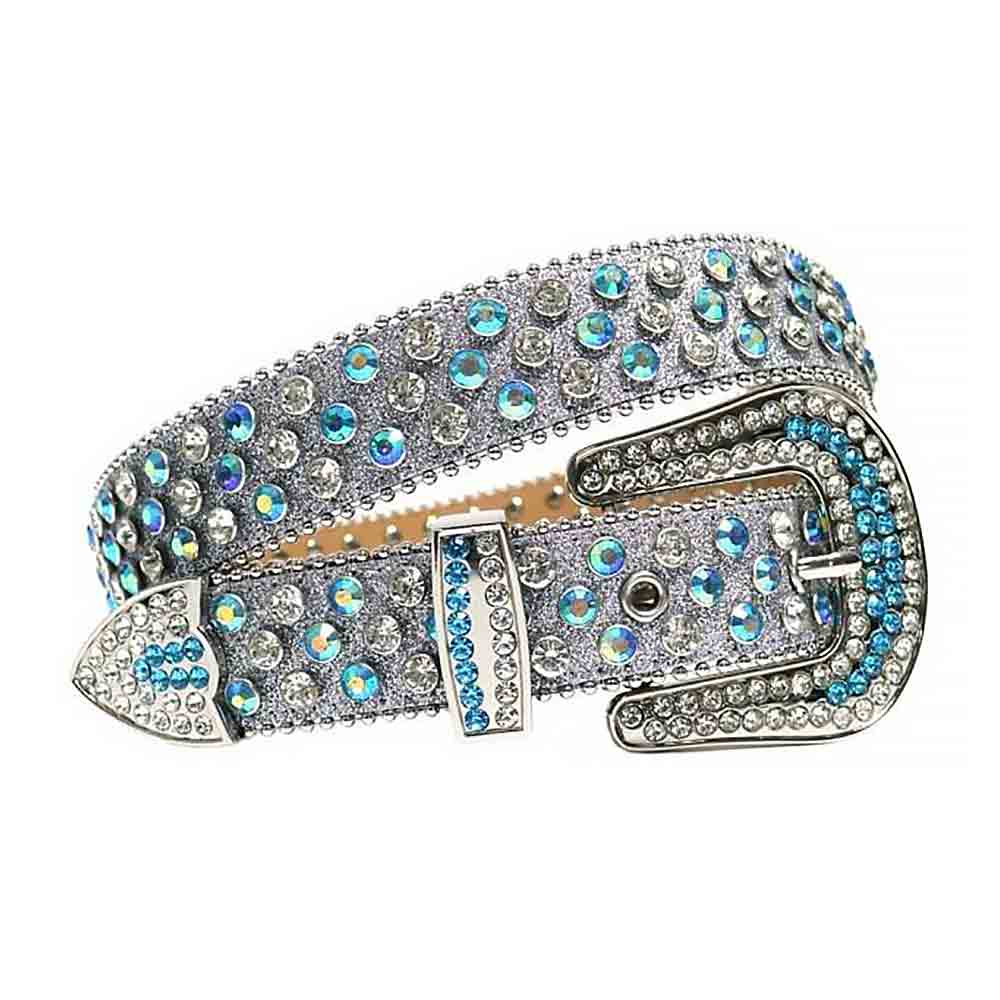 Silver Strap With Multi Colour Studded Rhinestone Belt