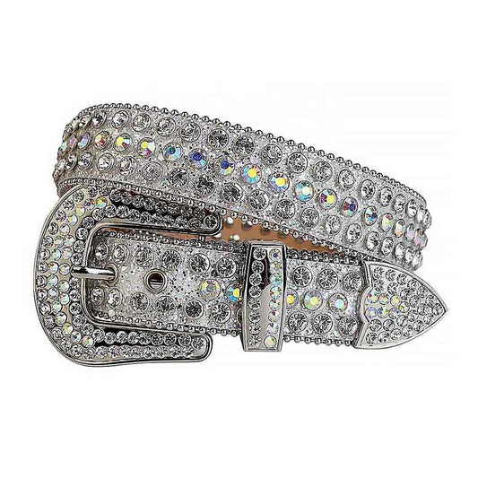 Silver Strap With Multi & Crystal Silver Studded Rhinestone Belt