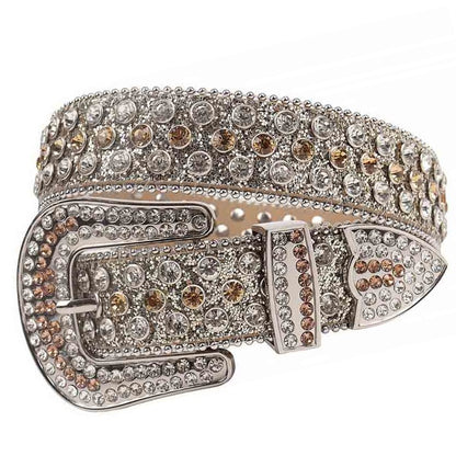 Silver Strap Rhinestone Western Belt Buckles