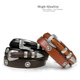 Waco Texas Star Conchos Oil Tanned Genuine Leather Belt