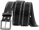 Wide Studded Belt Black Leather
