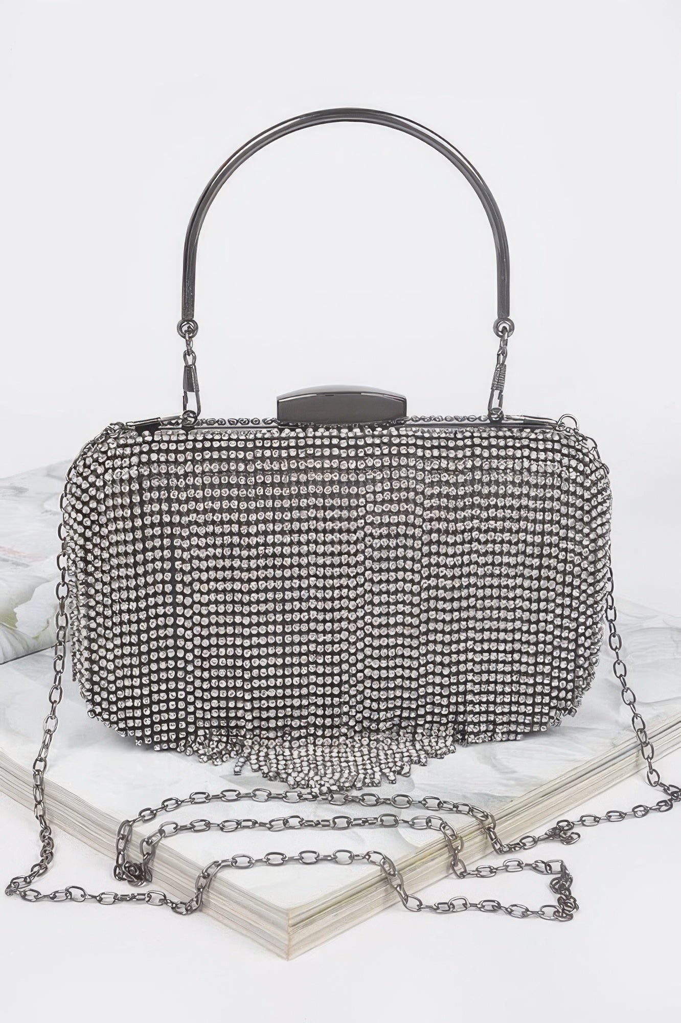 Women's Handbag Rhinestone Fringe Clutch - BROADWAY - BYMANYC ® New York