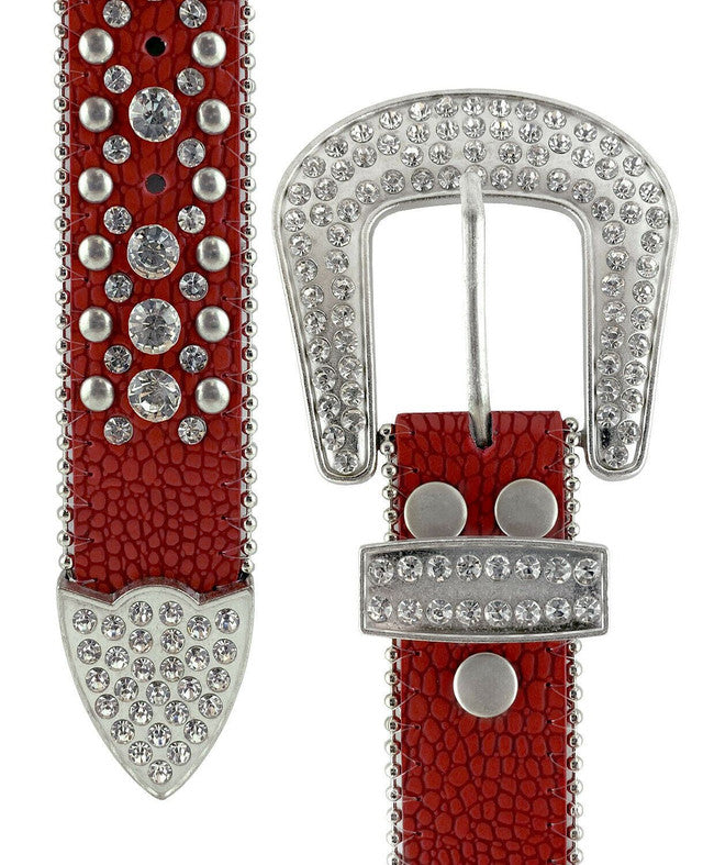 50158 Rhinestone Belt Fashion Western Bling Crystal Genuine Leather Belt 1-1/2"(38mm) Wide