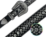 50158 Rhinestone Belt Fashion Western Bling Crystal Genuine Leather Belt 1-1/2"(38mm) Wide