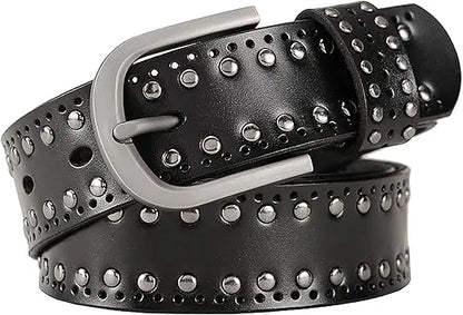 black leather studded belt