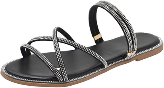 black rhinestone sandals