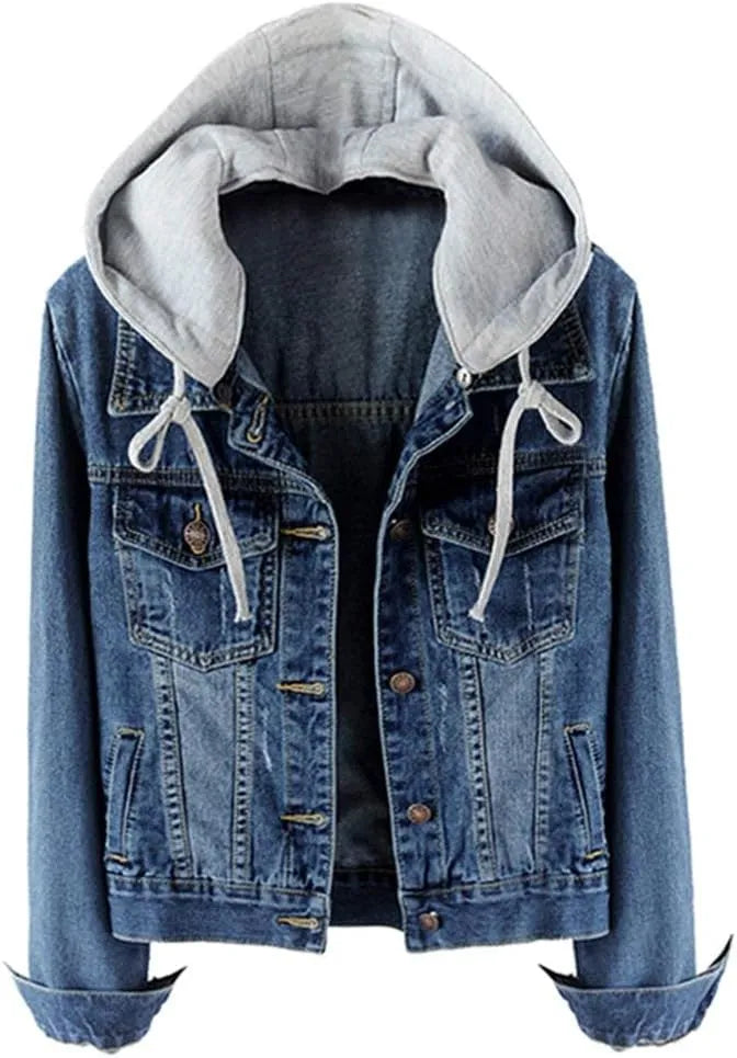 denim jacket with detachable hoodie
