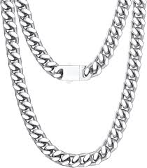 12MM Silver-Plated Miami Cuban Link Chain