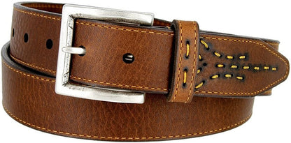 Lejon Made in USA Belt Oil Tanned Harness Leather Casual Jean Belt 1-3/8"(35mm) Wide