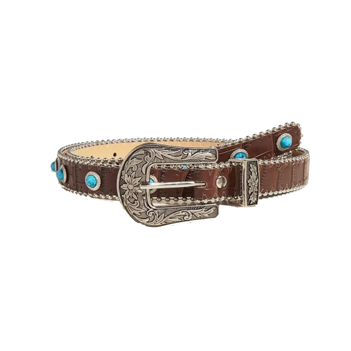 Vintage Western Cowgirl Rivet Studded Star Women Belt Pu Leather