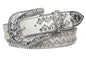 Western Snap On Rhinestone Braided Leather Belt