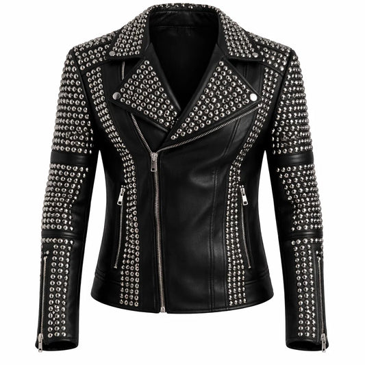 stud embellished leather jacket