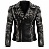 stud embellished leather jacket
