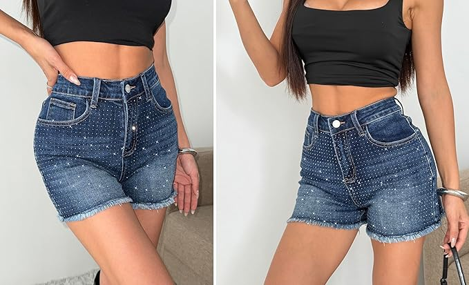 y2k rhinestone short